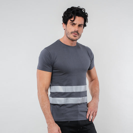 T-SHIRT GIROCOLLO CON STAMPE RIFRANGENTI - Linea Work